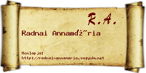 Radnai Annamária névjegykártya